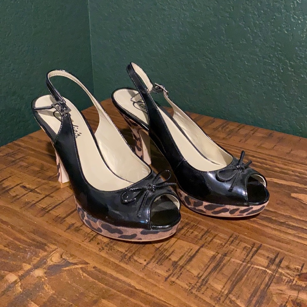 Black patent and leopard heels